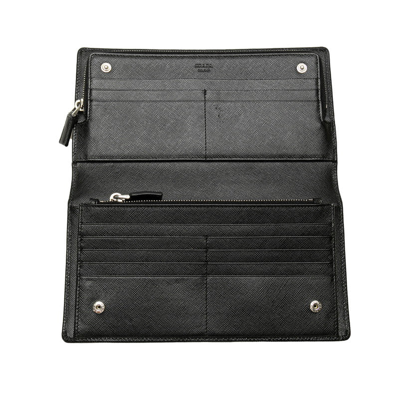 プラダ 長財布 ウォレットバッグ クラッチバッグ ブラック レザー メンズ PRADA 【中古】