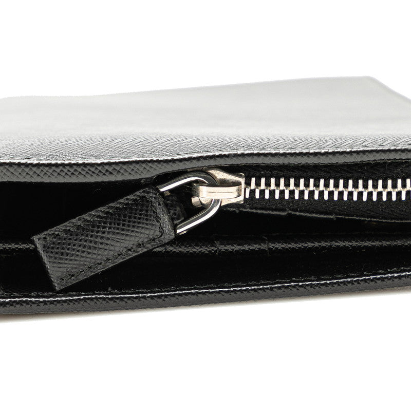 プラダ 長財布 ウォレットバッグ クラッチバッグ ブラック レザー メンズ PRADA 【中古】