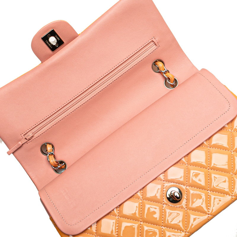 シャネル マトラッセ ココマーク チェーンショルダーバッグ オレンジ エナメル レディース CHANEL 【中古】