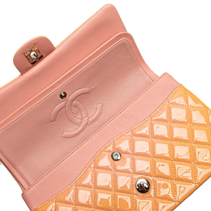 シャネル マトラッセ ココマーク チェーンショルダーバッグ オレンジ エナメル レディース CHANEL 【中古】