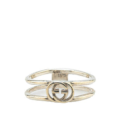 グッチ インターロッキングG スリム オープンバンド リング 指輪 #15 SV925 シルバー レディース GUCCI 【中古】