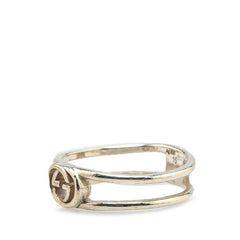 グッチ インターロッキングG スリム オープンバンド リング 指輪 #15 SV925 シルバー レディース GUCCI 【中古】