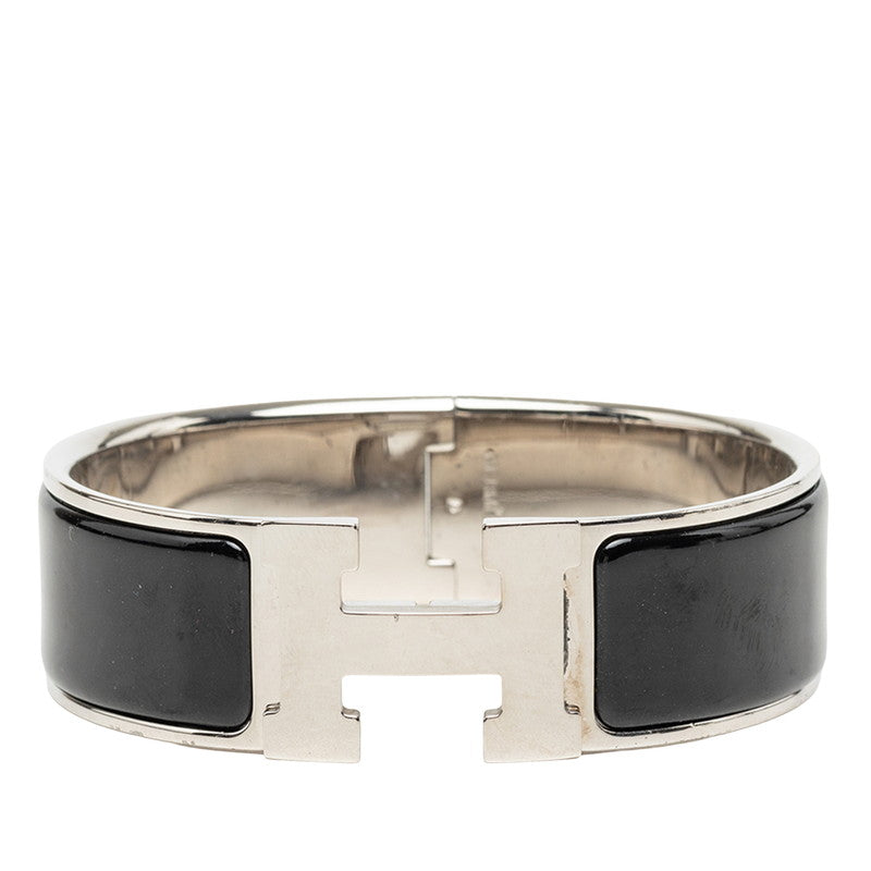 エルメス クリッククラックH PM ブレスレット バングル シルバー ブラック メタル レディース HERMES 中古