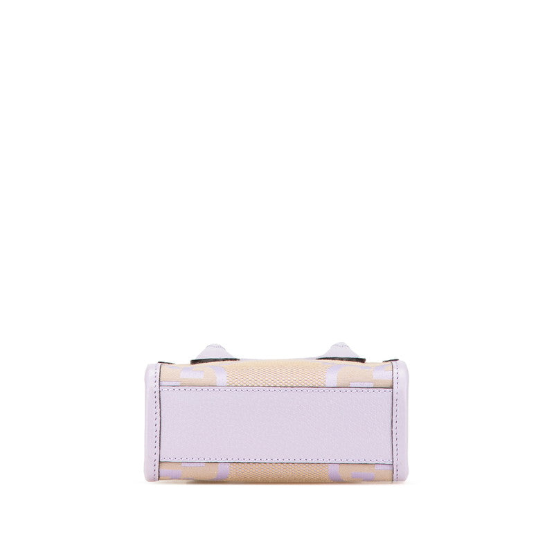 グッチ ジャンボGG ミニトートバッグ ハンドバッグ ショルダーバッグ 2WAY 671623 パープル ベージュ キャンバス レザー レディース GUCCI 【中古】