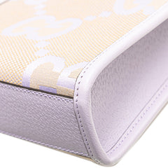 グッチ ジャンボGG ミニトートバッグ ハンドバッグ ショルダーバッグ 2WAY 671623 パープル ベージュ キャンバス レザー レディース GUCCI 【中古】