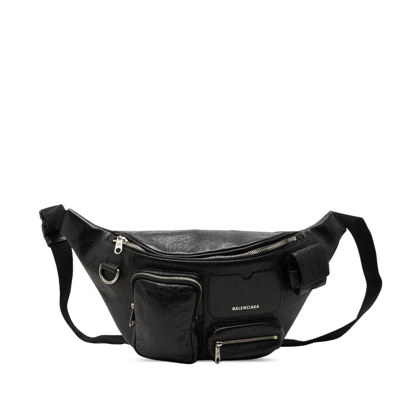 バレンシアガ スーパービジー ボディバッグ ウエストバッグ 703143 ブラック レザー レディース BALENCIAGA 【中古】