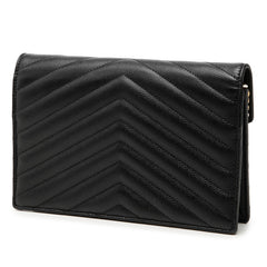サンローラン YSLロゴ カサンドラ エンベロープ チェーン ウォレット ショルダーバッグ 393953 ブラック レザー レディース SAINT LAURENT 【中古】