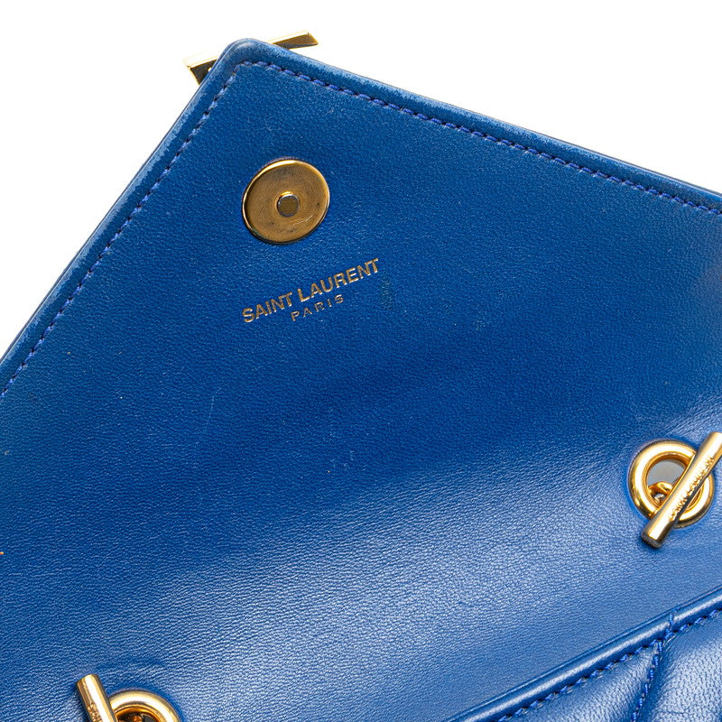 サンローラン YSL モノグラム ベイビーチャイ チェーン ショルダーバッグ 399289 ブルー レザー レディース SAINT LAURENT 【中古】