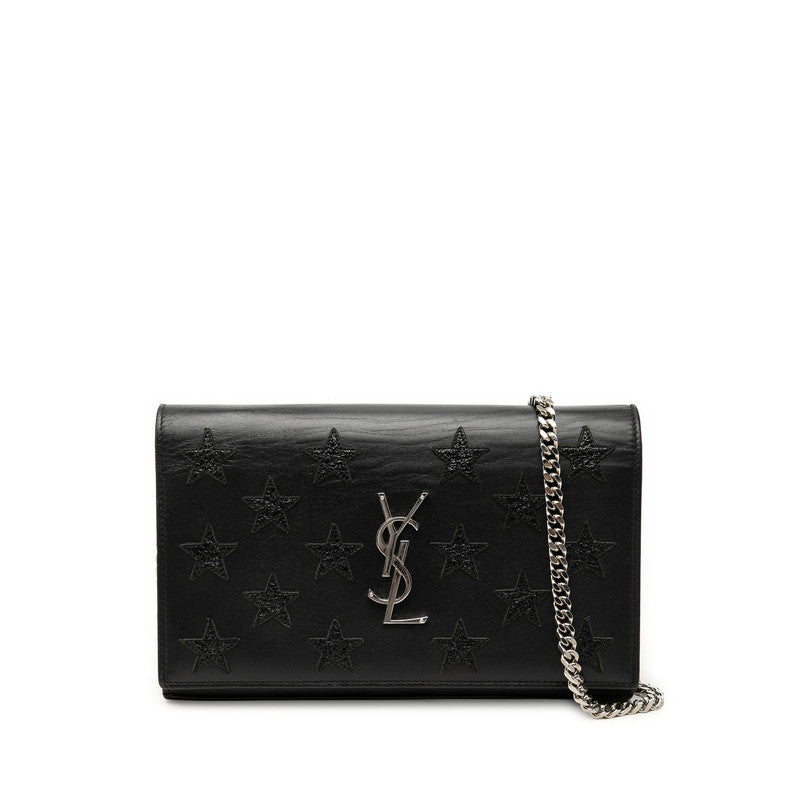 サンローラン スター YSLロゴ チェーン ショルダーバッグ ウォレット INN442015 0616 ブラック レザー レディース SAINT LAURENT 【中古】