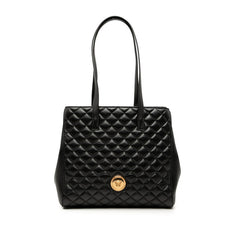 ヴェルサーチェ メデューサ キルティング トートバッグ ブラック レザー レディース VERSACE 【中古】
