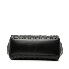 ヴェルサーチェ メデューサ キルティング トートバッグ ブラック レザー レディース VERSACE 【中古】