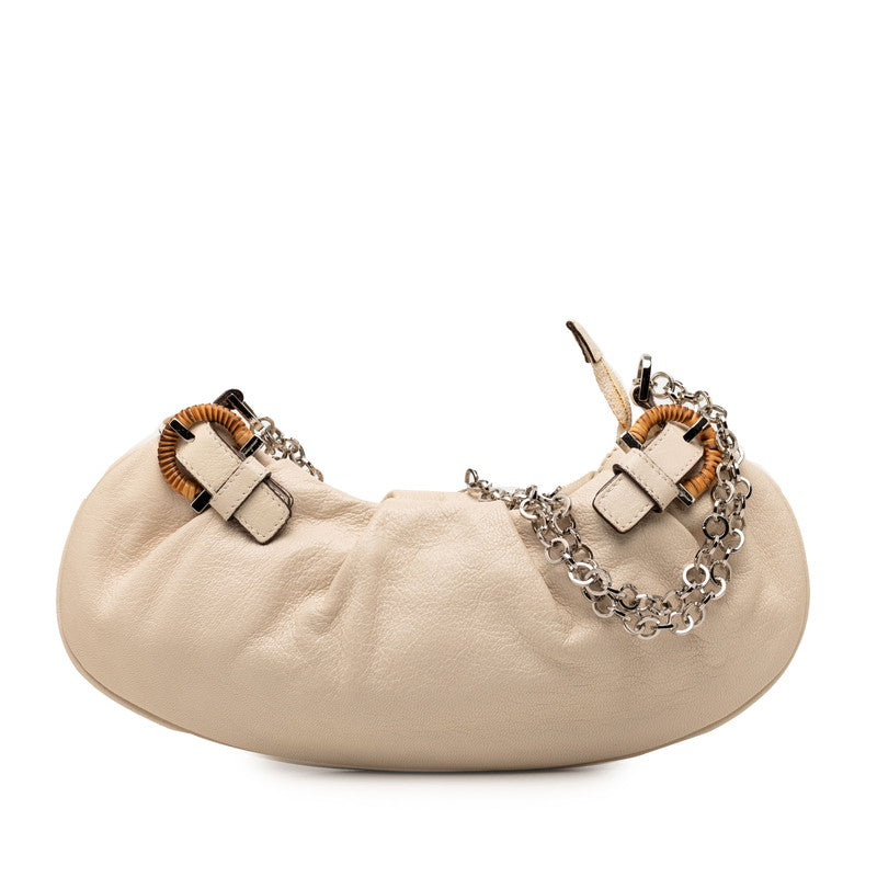 サルヴァトーレフェラガモ ガンチーニ チェーン ショルダーバック ハンド ベージュ レザー レディース Salvatore Ferragamo 【中古】