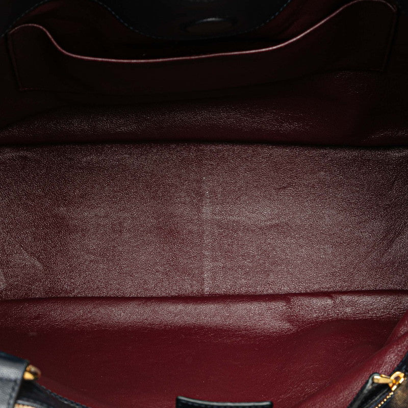 グッチ ホースビット トートバッグ ショルダーバッグ 623694 ベージュ ネイビー キャンバス レザー レディース GUCCI 【中古】
