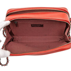 シャネル マトラッセ ココボーイ チェーン ショルダーバッグ カメラバッグ レッド ラムスキン レディース CHANEL 中古