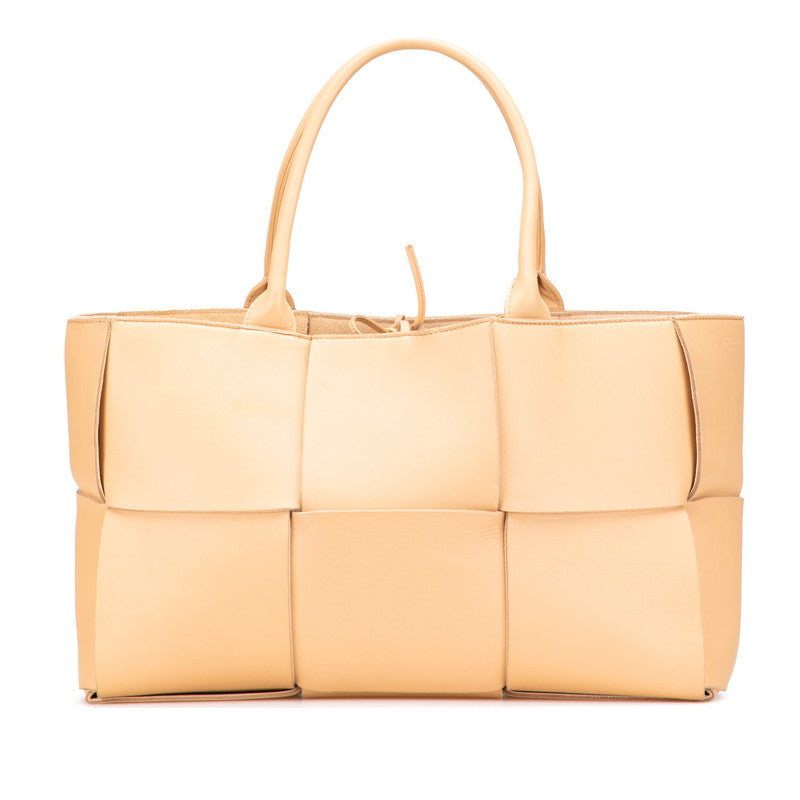 ボッテガヴェネタ マキシイントレチャート アルコ ハンドバッグ トートバッグ ベージュ レザー レディース BOTTEGAVENETA 【中古】