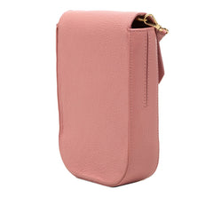 ミュウミュウ ロゴ 斜め掛け ショルダーバッグ ポシェット ピンク レザー レディース MIUMIU 【中古】