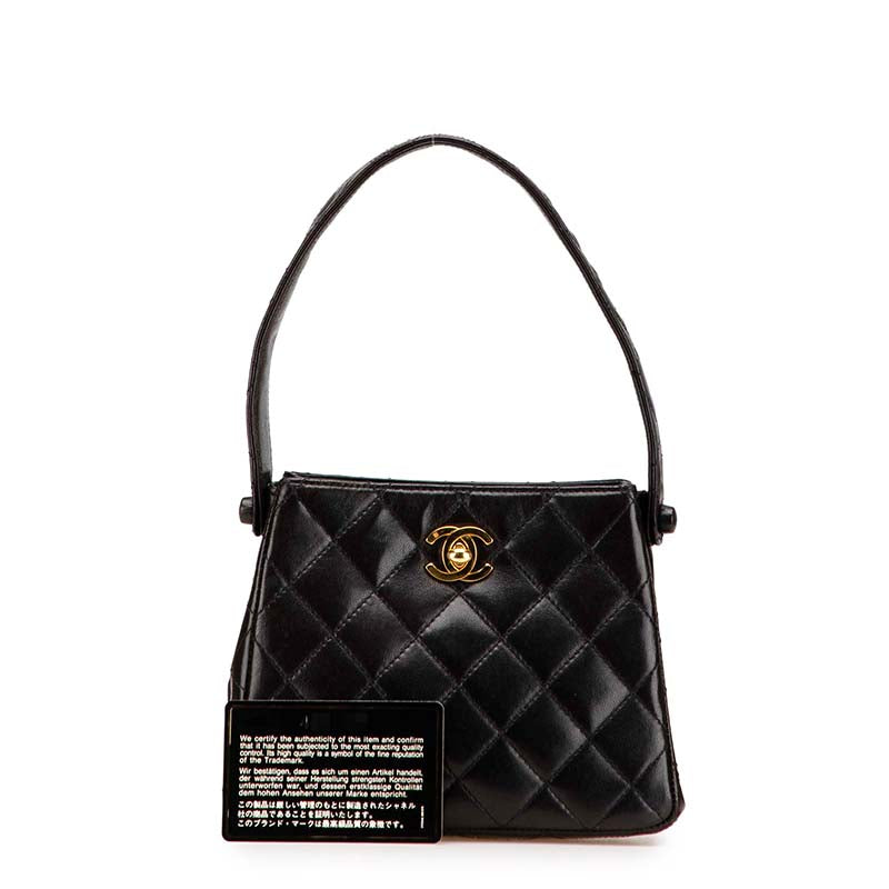 シャネル マトラッセ ココマーク ミニハンドバッグ ブラック ラムスキン レディース CHANEL 【中古】