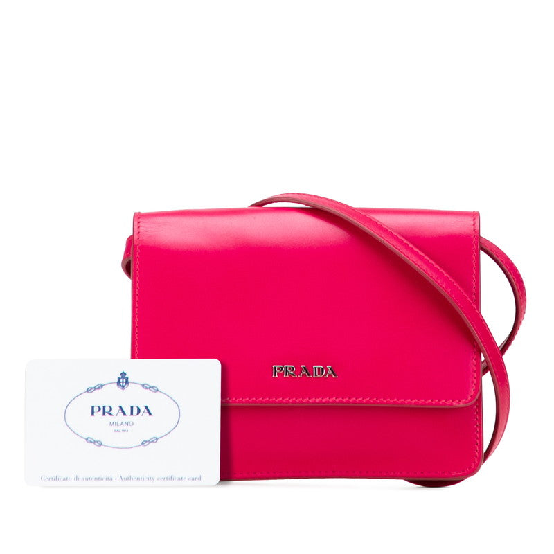 プラダ 斜め掛け ショルダーバッグ ポシェット BT1031 ピンク レザー レディース PRADA 【中古】