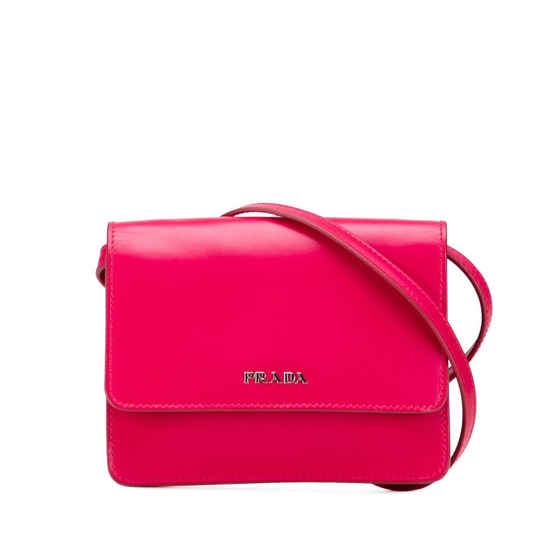 プラダ 斜め掛け ショルダーバッグ ポシェット BT1031 ピンク レザー レディース PRADA 【中古】