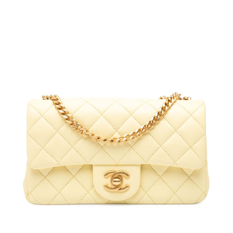 シャネル ミニマトラッセ20 チェーンショルダーバッグ A69900 イエロー ゴールド金具 ラムスキン レディース CHANEL 【中古】