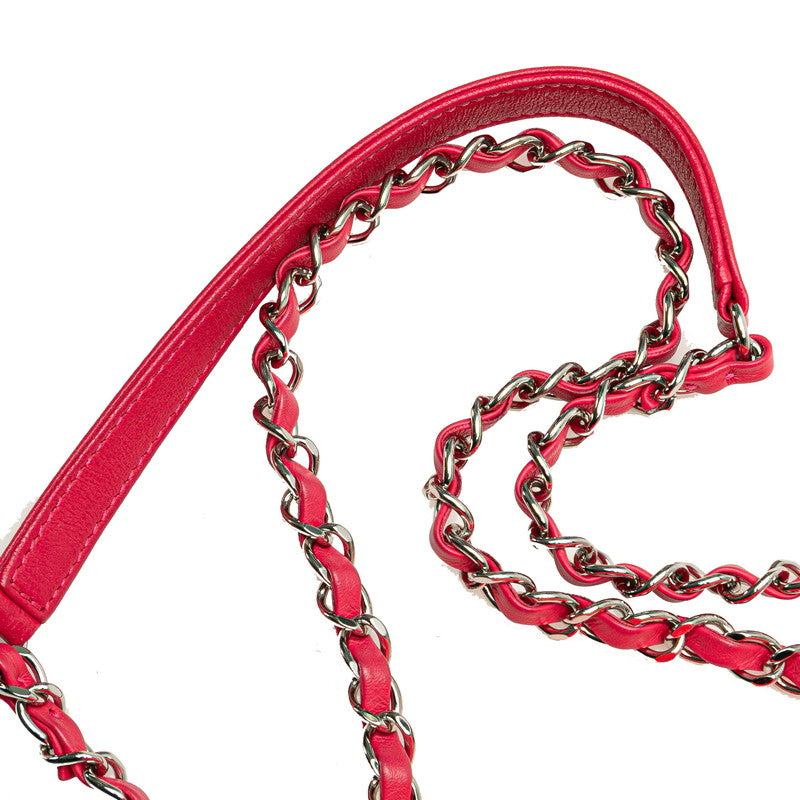 シャネル マトラッセ ココマーク チェーン ショルダーバッグ ピンク パイル レザー レディース CHANEL 【中古】