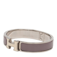 エルメス クリックH PM Hロゴ ブレスレット シルバー パープル系 メタル エナメル レディース HERMES 【中古】