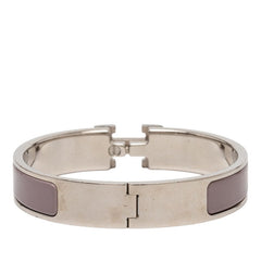 エルメス クリックH PM Hロゴ ブレスレット シルバー パープル系 メタル エナメル レディース HERMES 【中古】
