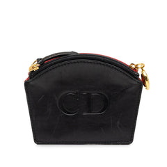 ディオール トリプルポケット コインケース 小銭入れ ブラック レッド レザー レディース Dior 中古