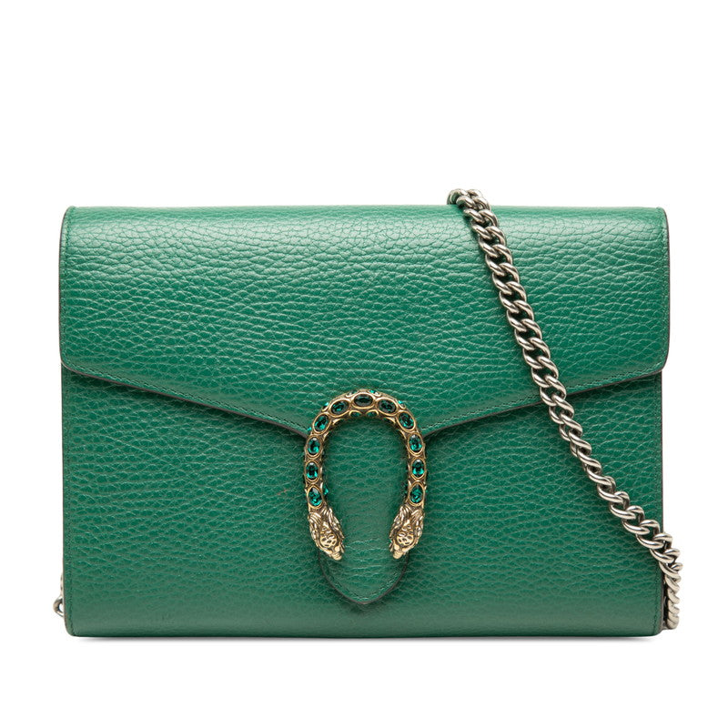グッチ ディオニュソス 斜め掛け チェーンウォレット ショルダーバッグ 401231 グリーン レザー レディース GUCCI 中古