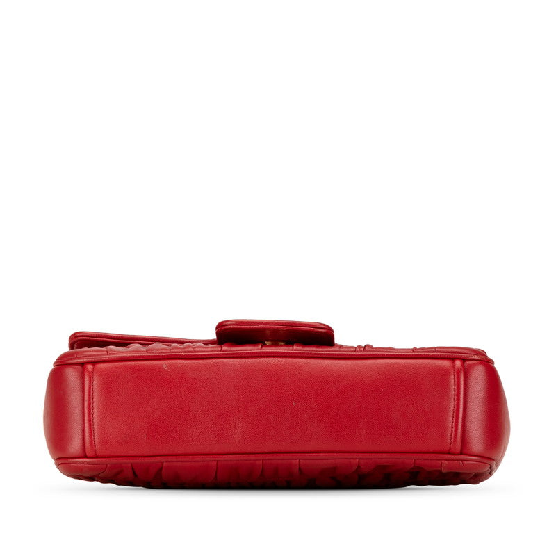 プラダ ギャザー 斜め掛け チェーンショルダーバッグ 1BD235 レッド レザー レディース PRADA 【中古】