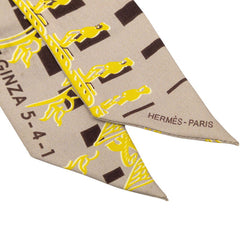エルメス ツイリー フォーブル24 24 FAUBOURG SECONDE 銀座店10周年記念 スカーフ イエロー系 シルク レディース HERMES 【中古】