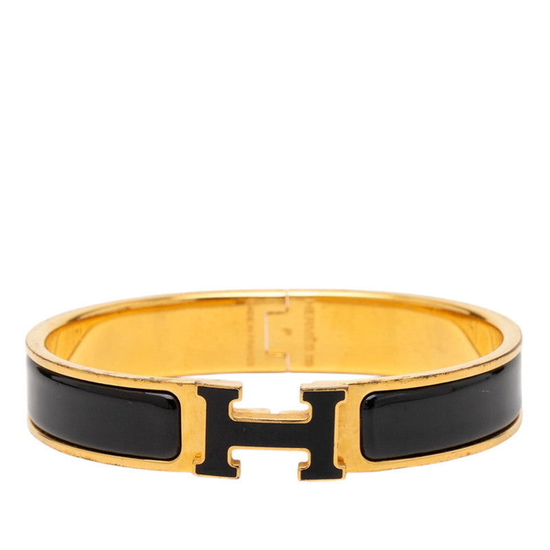 エルメス クリックH PM グリッター バングル ゴールド ブラック メッキ レディース HERMES 【中古】