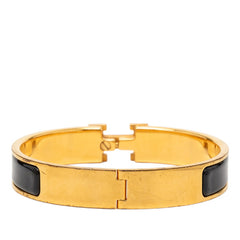 エルメス クリックH PM グリッター バングル ゴールド ブラック メッキ レディース HERMES 【中古】
