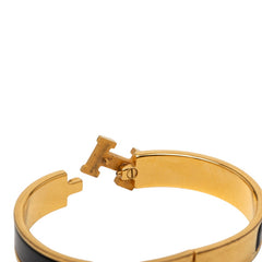 エルメス クリックH PM グリッター バングル ゴールド ブラック メッキ レディース HERMES 【中古】