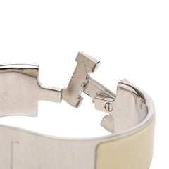 エルメス クリッククラックGM Hロゴ エナメルブレスレット アイボリー シルバー メタル レディース HERMES 【中古】