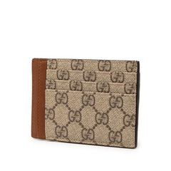 グッチ GGエンブレム カードケース パスケース 821208 ベージュ ブラウン PVC レザー レディース GUCCI 【中古】