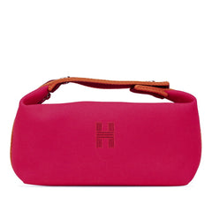 エルメス ブリッド ア ブラックPM ハンドバッグ ポーチ ハイビスカス ピンク コットン レディース HERMES 【中古】