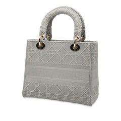 ディオール カナージュ レディディオール ミディアム ハンドバッグ ショルダーバッグ 2WAY グレー キャンバス レディース Dior 【中古】