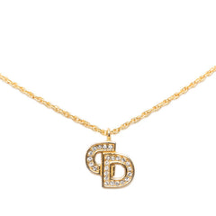 ディオール CDロゴ チェーン ペンダント ネックレス ゴールド メッキ ラインストーン レディース Dior 【中古】