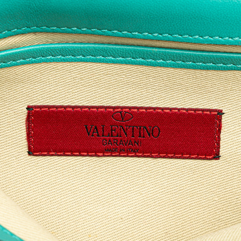ヴァレンティノ ロックスタッズ ショルダーバッグ グリーン ゴールド レザー レディース VALENTINO 【中古】