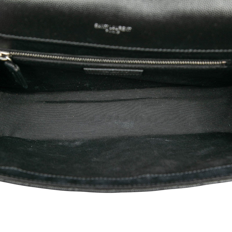 サンローラン YSLロゴ エンベロープ チェーン ショルダーバッグ ハンドバッグ 600166 ブラック シルバー レザー レディース SAINT LAURENT 【中古】
