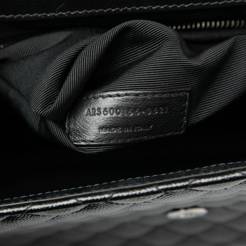 サンローラン YSLロゴ エンベロープ チェーン ショルダーバッグ ハンドバッグ 600166 ブラック シルバー レザー レディース SAINT LAURENT 【中古】