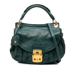 ミュウミュウ マテラッセ ハンドバッグ ショルダーバッグ 2WAY グリーン レザー レディース MIUMIU 【中古】