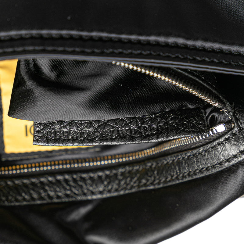 フェンディ マルチポケット バゲット ハンドバッグ ショルダーバッグ 2WAY 8BR808 ブラック ナイロン レザー レディース FENDI 【中古】