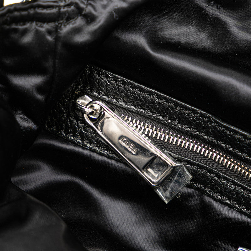 フェンディ マルチポケット バゲット ハンドバッグ ショルダーバッグ 2WAY 8BR808 ブラック ナイロン レザー レディース FENDI 【中古】