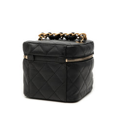 シャネル マトラッセ ココマーク チェーン ショルダーバッグ バニティバッグ ブラック ラムスキン レディース CHANEL 【中古】