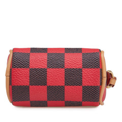 ルイ ヴィトン ダミエ ポップ ミニ スピーディ ポーチ バッグチャーム M01692 レッド ブラウン PVC レザー レディース LOUIS VUITTON 【中古】
