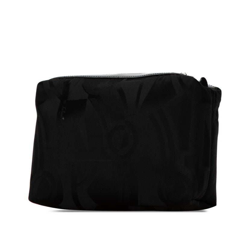 サルヴァトーレフェラガモ ポーチ ブラック ナイロン レザー レディース Salvatore Ferragamo 【中古】
