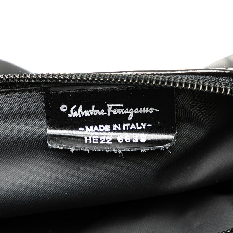 サルヴァトーレフェラガモ ポーチ ブラック ナイロン レザー レディース Salvatore Ferragamo 【中古】