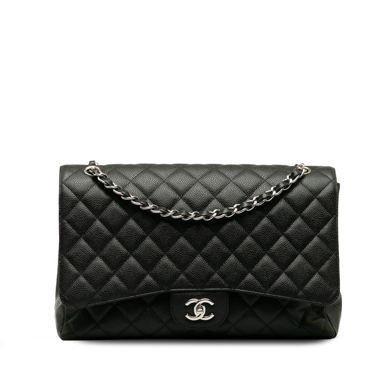 シャネル マトラッセ ココマーク チェーン ショルダーバッグ ブラック シルバー金具 キャビアスキン レディース CHANEL 【中古】